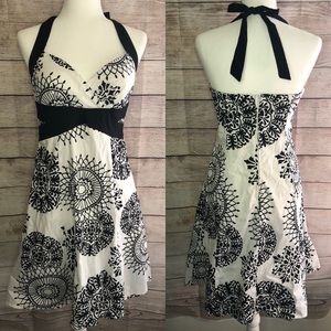 Black and white halter dress